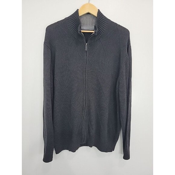 Oscar de la Renta Gray Full Zip Sweater Jacket Mens Size XL Cotton - Picture 1 of 4